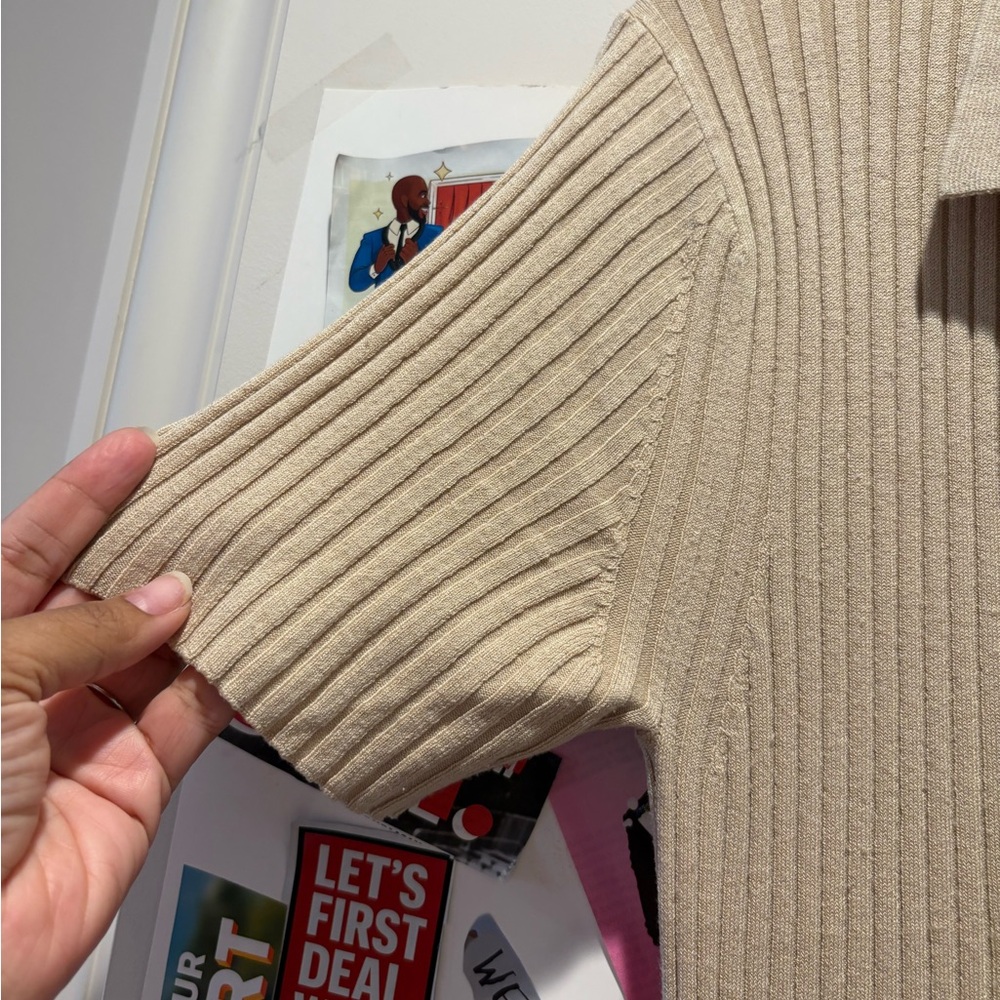 SAMSOE Beige Ribbed Knit Dress - Picture 9 of 16